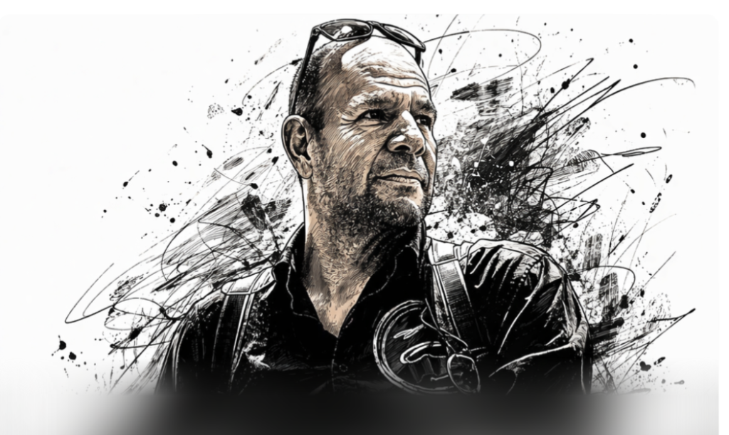 Paco Busteros geschetst met de hand en AI